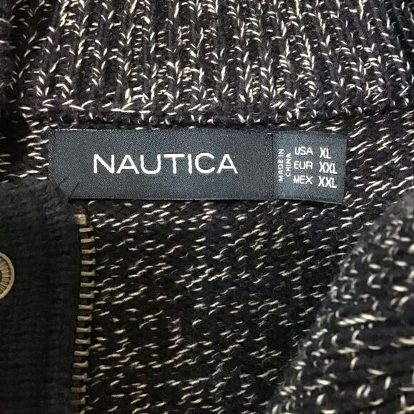 Nautica Men's Navy Blue Speckled Full Zip and Snap Cardigan Sweater XL - Picture 11 of 12